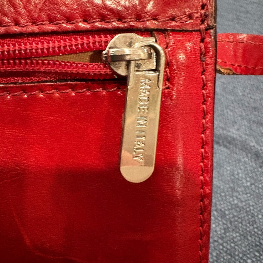 Italian Leather Crossbody Bag Red | Genuine Leather | Made in Italy | NWOT - Picture 4 of 14
